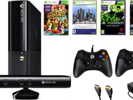 KONSOLA MICROSOFT XBOX 360 E + KINECT + 2 PADY + DUŻO GIER !