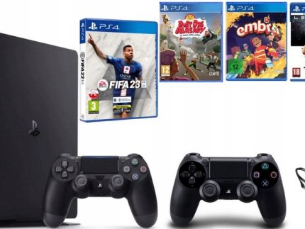 PlayStation 4 Slim PS4 + 2 PADY SONY + GRY PUDEŁKOWE