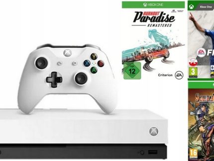 KONSOLA MICROSOFT XBOX ONE X BIAŁY FIFA SAMURAI WARRIORS BURNOUT PARADISE