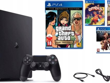 Najnowsza Konsola PlayStation 4 Slim PS4 + Pad Sony + GTA + Gry Mega Zestaw