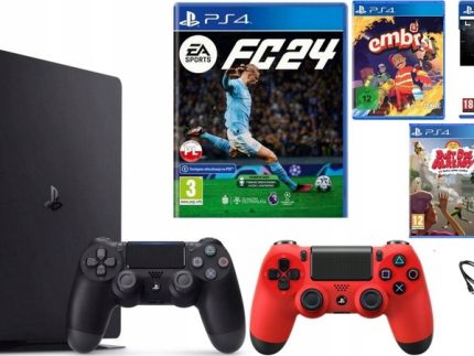 Super Zestaw Konsola PlayStation 4 Slim 1000GB PS4 + 2 PADY + FC 24 + GRY