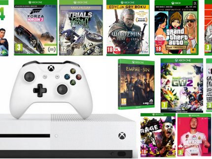 KONSOLA MICROSOFT XBOX ONE S + PAD ORYGINALNY + WIEDŹMIN + GTA + FORZA GRY