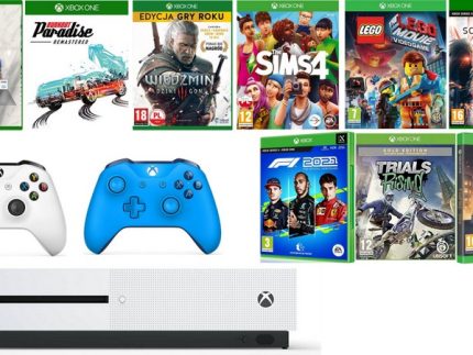 Konsola Microsft Xbox One S 1TB + 2x Pad Oryginalny + Wiedźmin + FIFA + Gry